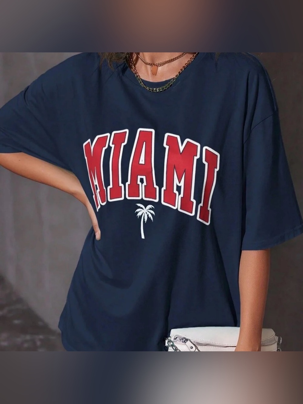 Miami Graphic Short Sleeve Tee - Navy with Red Logo